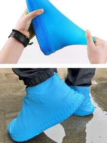 Bao giày bằng silicon chống thấm nước màu xanh Chống trơn trượt Giày đi mưa dành cho người lớn chống mài mòn - Màu xanh lam - Xem 1