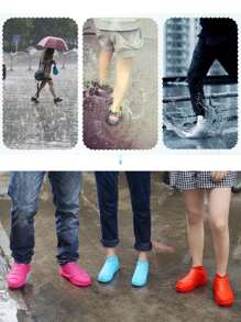 Bao giày bằng silicon chống thấm nước màu xanh Chống trơn trượt Giày đi mưa dành cho người lớn chống mài mòn - Màu xanh lam - Xem 5