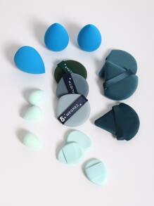 15件套美妆海绵套装，包含3个三角形粉扑、3个圆形气垫粉扑、3个指形迷你气垫粉扑、3个普通美妆海绵和3个水滴形迷你美妆海绵。这款海绵可完美混合粉底液、粉状、膏状和粉状产品。这套多色海绵套装不含乳胶，干湿两用，适合所有肤质。赠品、旅行、平价好物、旅行必备 - 彩色 - 查看 3