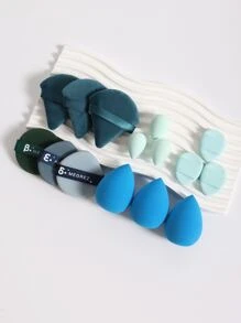 15件套美妆海绵套装，包含3个三角形粉扑、3个圆形气垫粉扑、3个指形迷你气垫粉扑、3个普通美妆海绵和3个水滴形迷你美妆海绵。这款海绵可完美混合粉底液、粉状、膏状和粉状产品。这套多色海绵套装不含乳胶，干湿两用，适合所有肤质。赠品、旅行、平价好物、旅行必备 - 彩色 - 查看 2