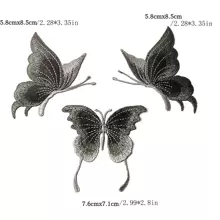 A set (3 pieces) of exquisite embroidery butterfly cloth patch stickers symmetrical style diy clothes patching small holes embroidery patches without glue stickers