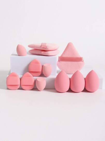 12件套多功能化妆海绵套装，包含3个三角形粉扑、3个迷你气垫粉扑、3个水滴形化妆海绵和3个迷你化妆海绵。适用于粉底液、粉饼和遮瑕膏。适合所有肤质。 化妆品、平价、房间装饰、梳妆台、旅行、卧室、化妆配件、粉扑、美妆蛋、粉扑、化妆海绵、平价、圣诞礼物、化妆品、化妆工具、便宜货、礼物、女士礼物、圣诞礼物、赠品、旅行、便宜货、旅行必备