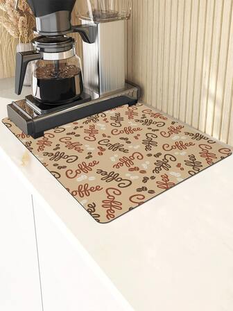 1入組TPR餐具乾燥墊現代葉子圖案廚房餐具乾燥墊