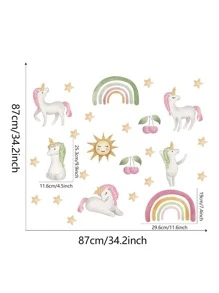 1set Rainbow Pattern Wall Stickers - Multicolor - View 6