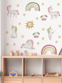 1set Rainbow Pattern Wall Stickers - Multicolor - View 1