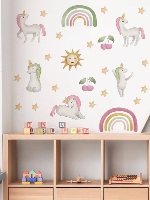 1set Rainbow Pattern Wall Stickers SHEIN UK