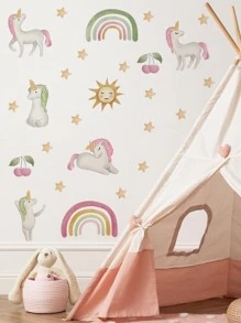 1set Rainbow Pattern Wall Stickers - Multicolor - View 2