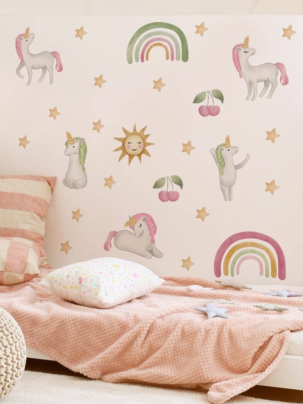 1set Rainbow Pattern Wall Stickers SHEIN UK