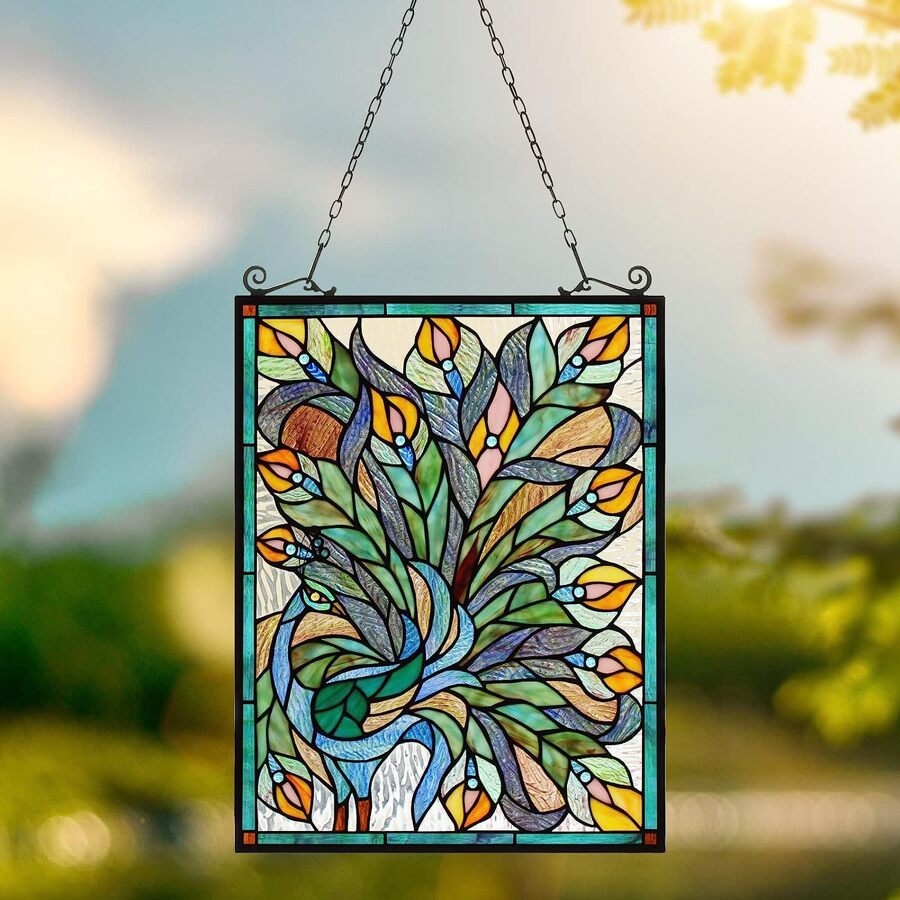 Stained Glass Window Hangings, Handmade Suncatcher Stained Glass Window Panels for Window Decor - Multicolor - View 1