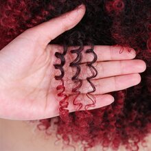 Ombre Đen Và Đỏ LỖI Ngắn Kinky Tóc Xoăn Sợi Tổng Hợp Phi Tóc Giả Thời Trang Nữ Hàng Ngày Xu Hướng Glueless Bộ Tóc Giả Xoăn Với Nổ - Màu Đỏ Sâu - Xem 6