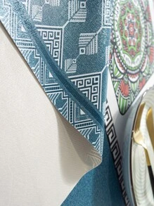 1pc Sun Love Blue Pvc Tablecloth, Waterproof And Oilproof Rectangle Printed Table Cover For Home, Tv Cabinet, Coffee Table - Multicolor - View 5