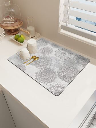 1pc Mandala Pattern Dish Drying Mat