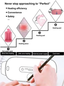 1入組便攜式抽筋加熱墊電動腰帶裝置加熱和振動按摩帶背部或腹部加熱墊適合女性和女孩