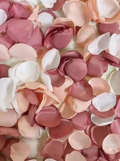 100pcs Random Wedding Silk Rose Petals For Cross-Border, Burnt-Edge, Light Emitting, Cream Throwing Confetti, Valentine Day, Gift Gifts Birthday Graduation
