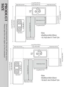 1pc Round Plush Black & White Geometric Print Kitchen Mat - Black and White - View 4