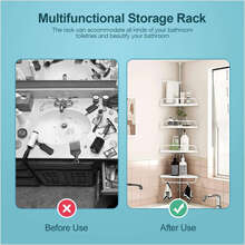 4 Tier Plastic Shower Corner Pole Caddy Bathroom Wall Shelf Storage Rack Holder - 白色 - 查看 3