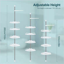 4 Tier Plastic Shower Corner Pole Caddy Bathroom Wall Shelf Storage Rack Holder - 白色 - 查看 8