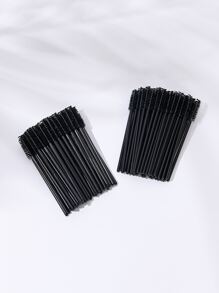 100 件一次性睫毛刷睫毛延长工具眉刷睫毛膏棒涂抹器卷轴睫毛化妆品 - 黑色 - 查看 3