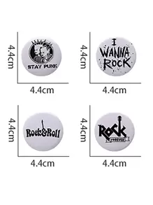 4pcs Simple And Versatile Alloy Round English Alphabet Brooch Gift - Black and White - View 4