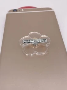 Flower Shaped Rhinestone Decor Zinc Alloy Phone Ring Holder Compatible With IPhone, Android Phone, Gift For Birthday, Family, Friends Finger Ring Holder, Phone Grip, Phone Accessories - Clear - View 4