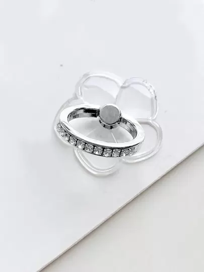 Flower Shaped Rhinestone Decor Zinc Alloy Phone Ring Holder Compatible With IPhone, Android Phone, Gift For Birthday, Family, Friends Finger Ring Holder, Phone Grip, Phone Accessories
