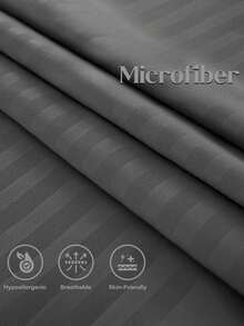 1pc Microfiber Embossed Stripe Pillowcase Without Filler - Dark Grey - View 3