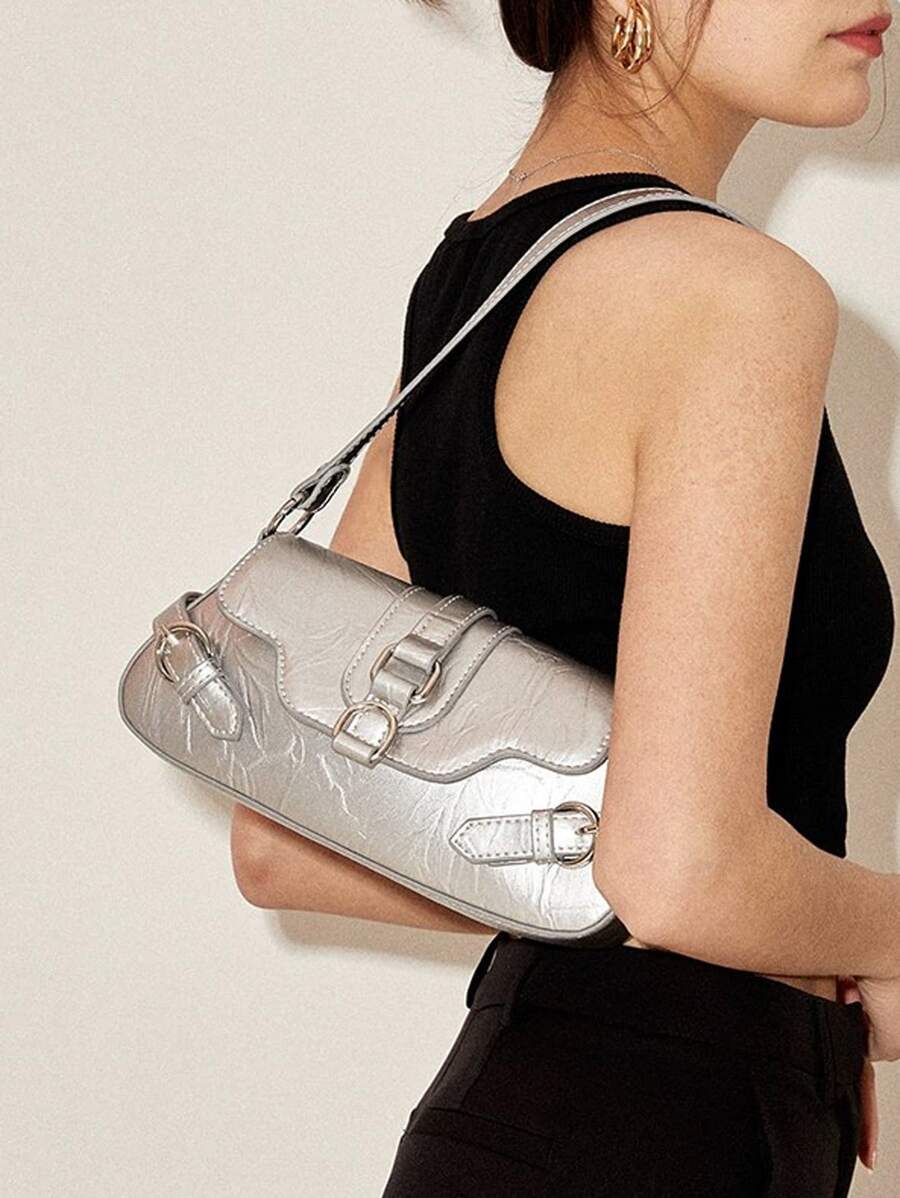 Kim loại Đồ trang trí khóa Cái túi Mốt Phong cách - Bạc - Xem 1