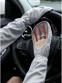 1 par de mangas y guantes de seda de hielo protectores contra el sol y UV para mujeres, protección solar, sueltos y transpirables, juego de mangas para exteriores anti-UV, adecuado para ciclismo y montar motocicleta - Gris - Ver 1