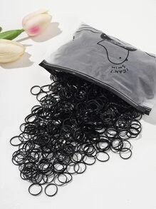 1000入組小尺寸黑色一次性彈性髮圈，休閒裝配件