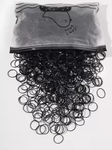 1000入組小尺寸黑色一次性彈性髮圈，休閒裝配件