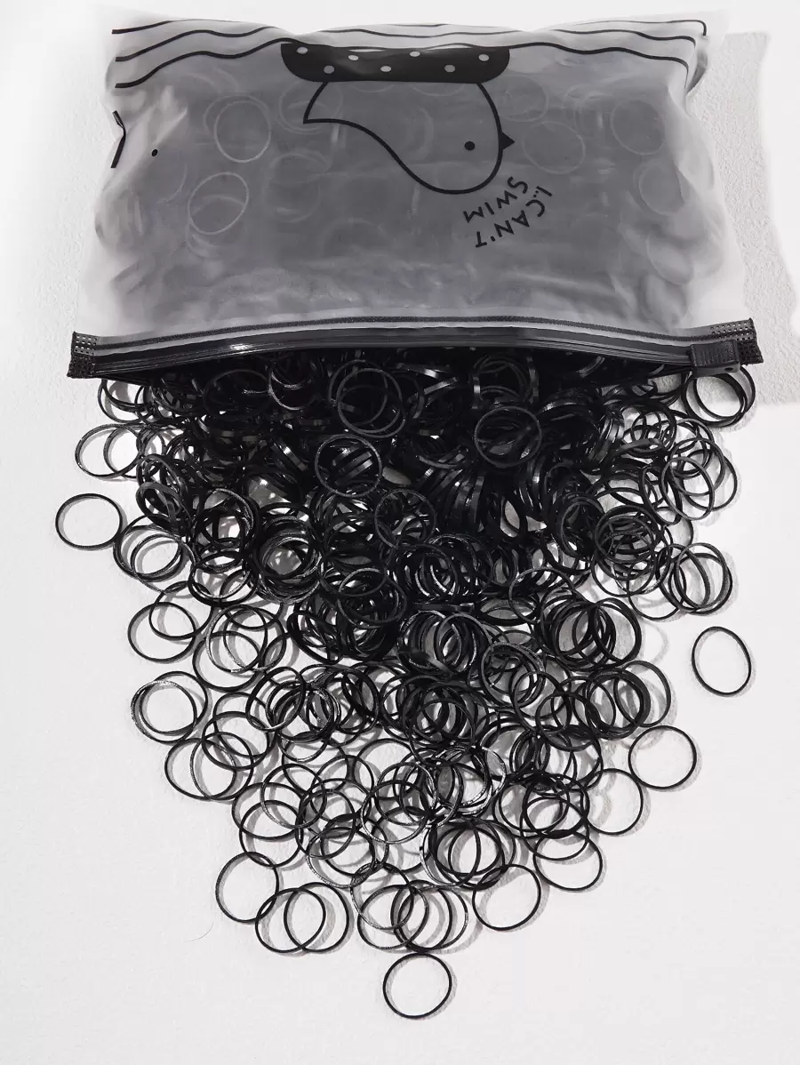 1000入組小尺寸黑色一次性彈性髮圈，休閒裝配件