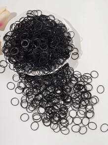 1000入組小尺寸黑色一次性彈性髮圈，休閒裝配件