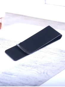 Kẹp tiền bằng thép không gỉ Kẹp kim loại Kẹp bỏ túi Ví đựng thẻ tín dụng Kẹp đánh dấu trang - màu đen - Xem 1