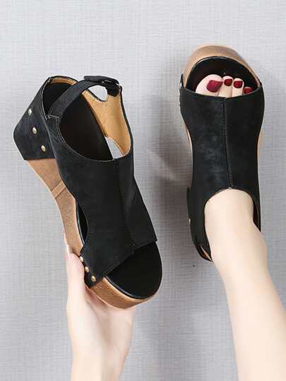 Women's Fashionable Comfortable Ankle Strap Outdoor Wedge Heel Thick Sole Sandals