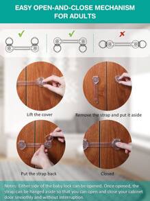 5 件透明婴儿锁橱柜防护 - 快速简便的粘合橱柜抽屉门闩锁，无需螺丝和磁铁，多用途用于家具、橱柜、抽屉、烤箱、马桶座圈等。