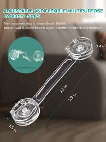 5 件透明婴儿锁橱柜防护 - 快速简便的粘合橱柜抽屉门闩锁，无需螺丝和磁铁，多用途用于家具、橱柜、抽屉、烤箱、马桶座圈等。
