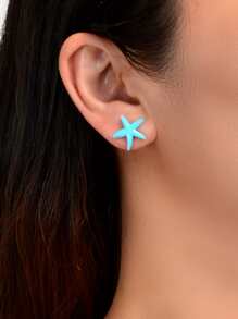 2入組時尚海星耳釘 - 綠色 - 查看 2