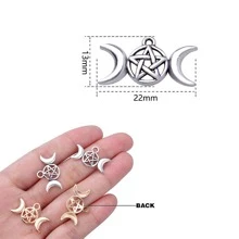 30入組三重月亮吊墜吊墜五角星新月吊墜復古風格項鍊配件工藝品珠寶裝飾 - 五芒星新月吊墜 - 查看 3