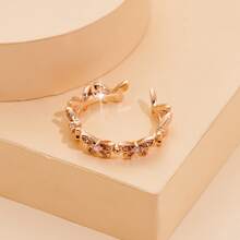 Un anillo de mujer de extremo abierto inspirado en mariposas, elegante, grácil y delicado, adornado con brillantes rhinestones para decoración de boda y regalo - Oro rosa - Ver 2