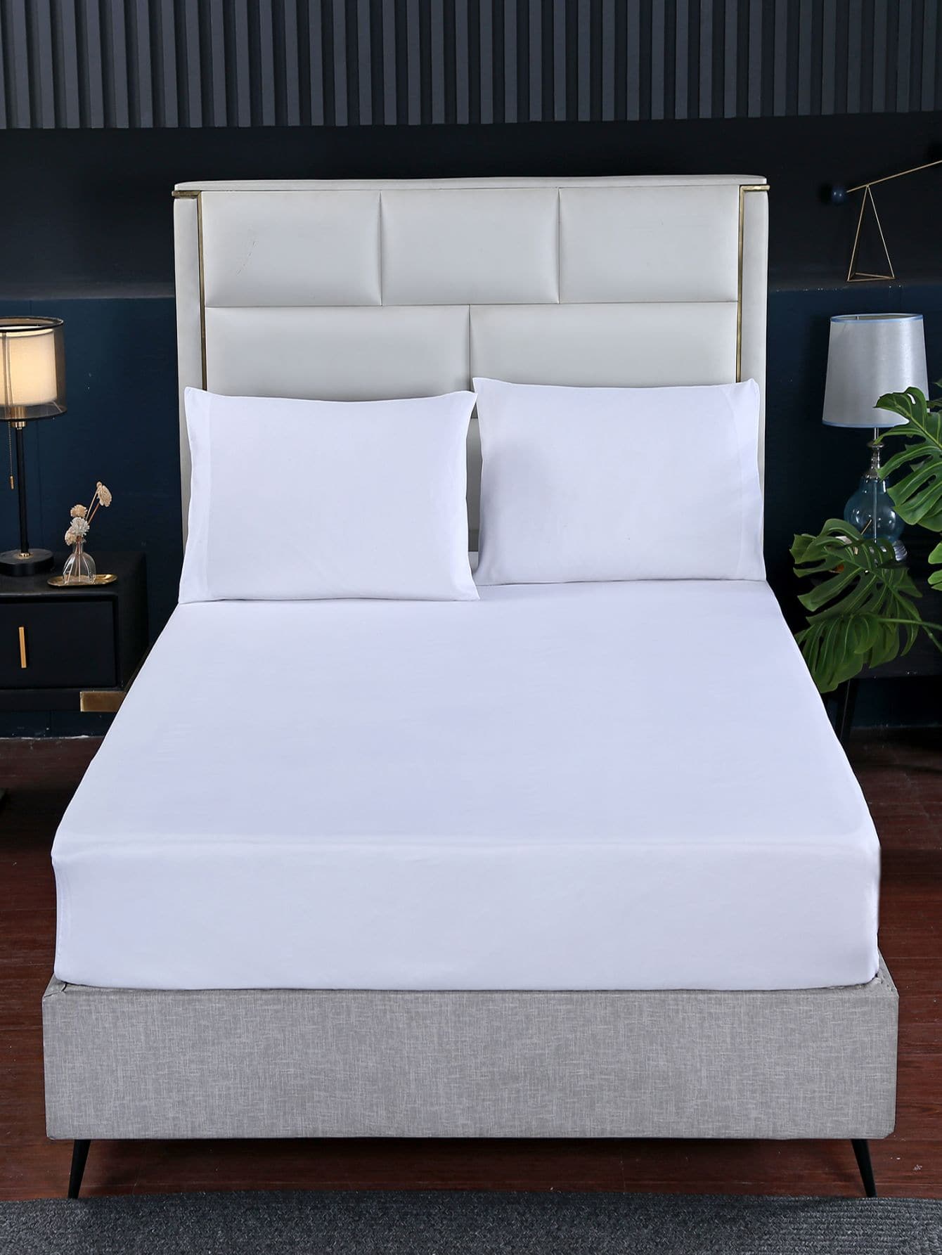 1pc Plain Color Fitted Sheet For Twin/full/queen/king/cal King Bed