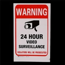 1pc 24 Hour Video Monitor Warning Stickers Camera Stickers Signs