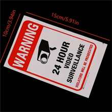 1pc 24 Hour Video Monitor Warning Stickers Camera Stickers Signs