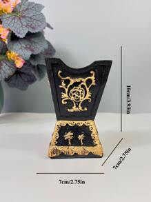 1pc Resin Incense Burner For Tea Ceremony, Creative Vintage Tortoise Shell Tower-shaped Container For Fragrance, Coconut Tree Pattern Incense Burner For Home Decoration - Black - View 3