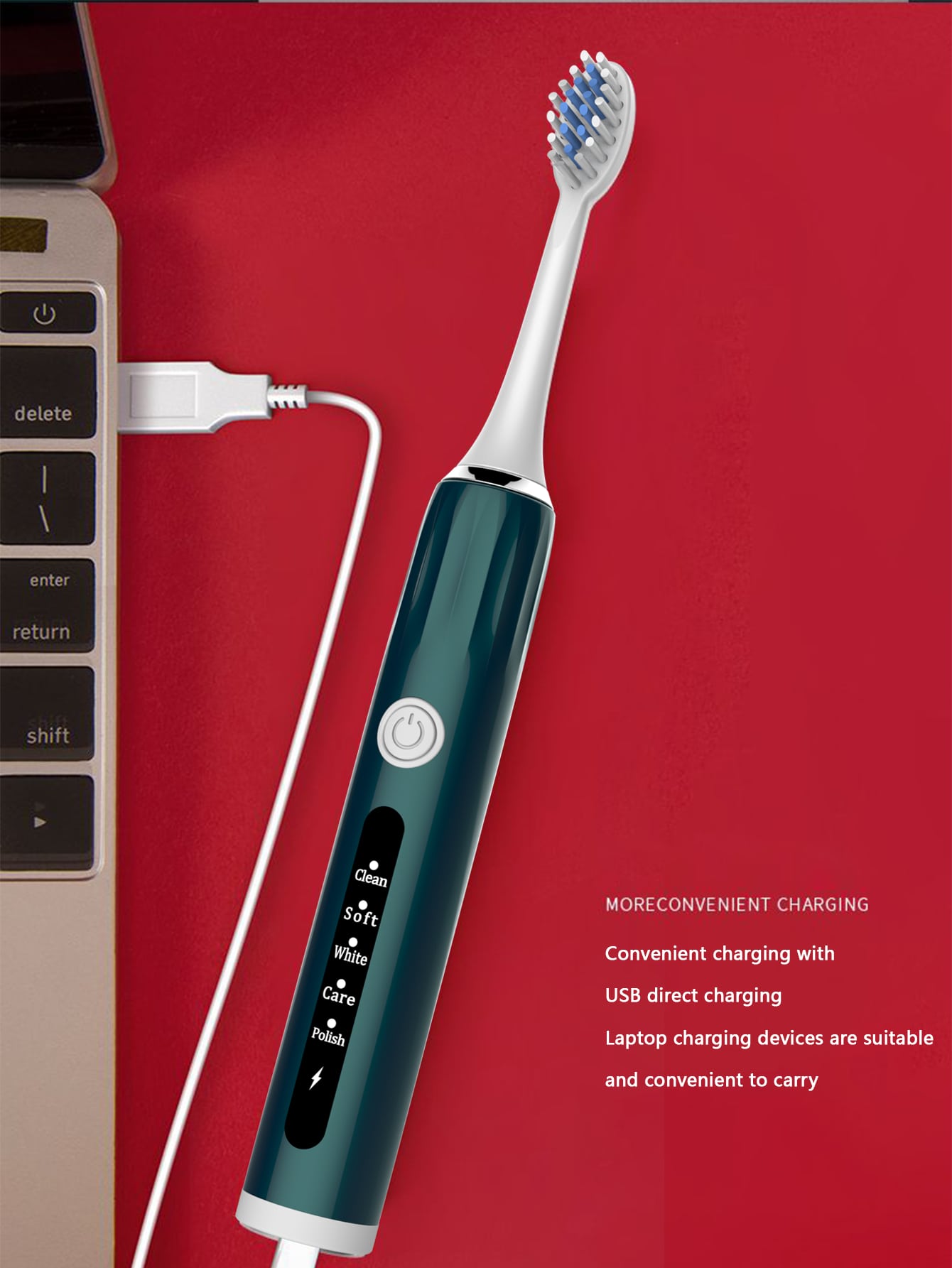 Upgraded 5speed Charging Sonic Electric Toothbrush, Soft Bristles