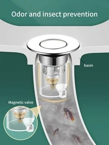 1入組按類型防蟲防異味排水篩檢程式帶彈跳芯 - 銀色 - 查看 4