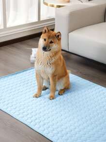 Summer Pet Solid Color Round Pattern Anti-skid Ice Silk Mat - Baby Blue - View 2