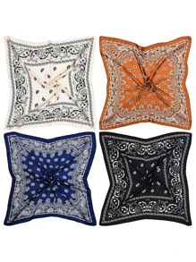 4入組/套 35 英寸（約 90 厘米）絲質絲質頭帶圍巾，波西米亞頭帶，適合女士/女孩 - 彩色 - 查看 2