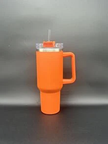 橙色304不銹鋼40oz/1200ML大容量手柄杯車載汽車杯冰杯戶外運動保溫杯咖啡杯水杯野營瓶 - 橘色 - 查看 1