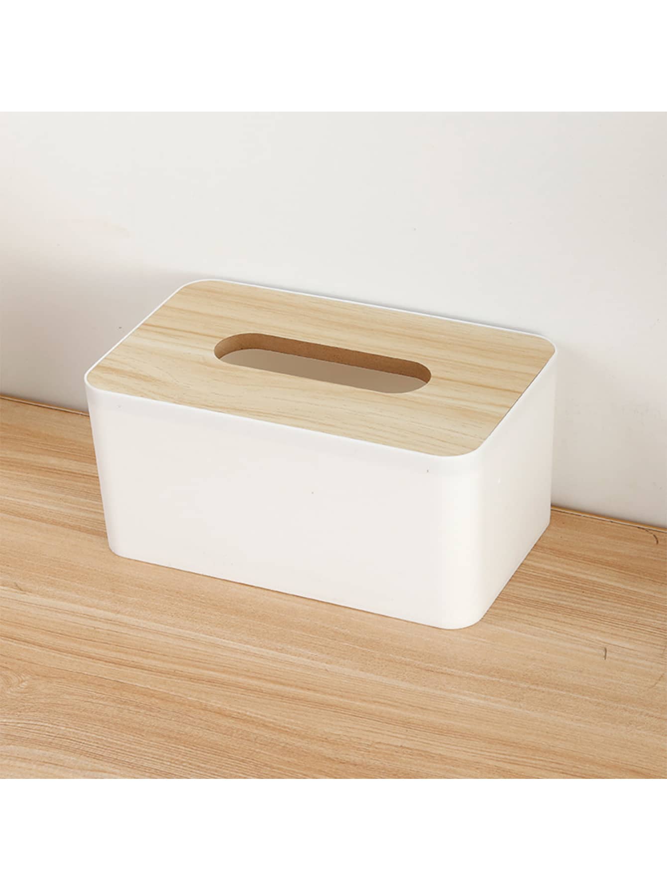 1 Miếng Phong cách Nhật Tối giản Bằng gỗ Hộp khăn giấy Với Nắp - trắng - Xem 1