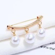 1 Phụ kiện quần áo chống trượt có trang trí ngọc trai giả, ghim cài áo ngực, phụ kiện trâm cài áo phong cách Hàn Quốc - Vàng - Xem 2
